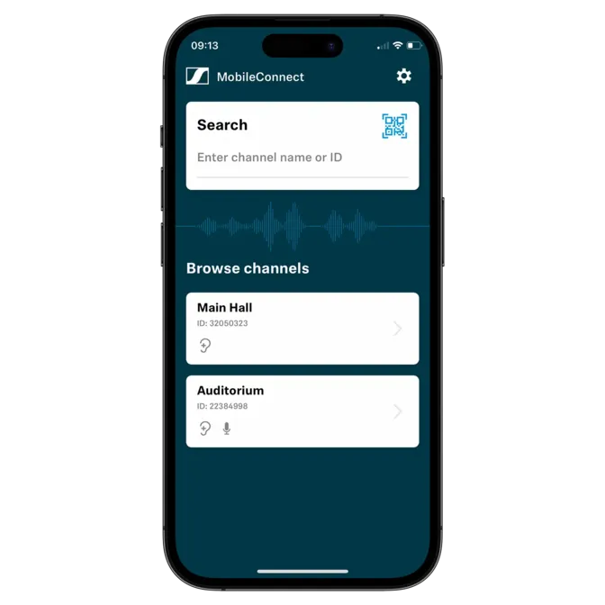 MobileConnect-app met het overzicht van de kanalen